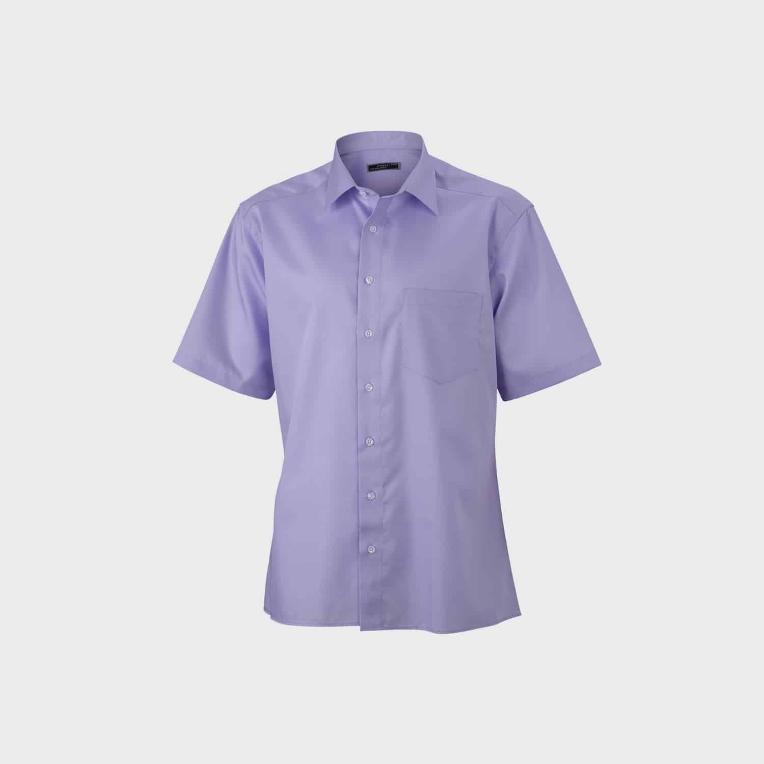 James+Nicholson Shirt Mens Business Short Sleeved JN607 StickManufaktur Lilac Front